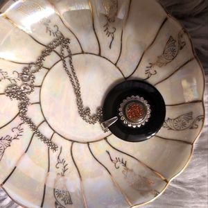 Pink druzy necklace 925 silver